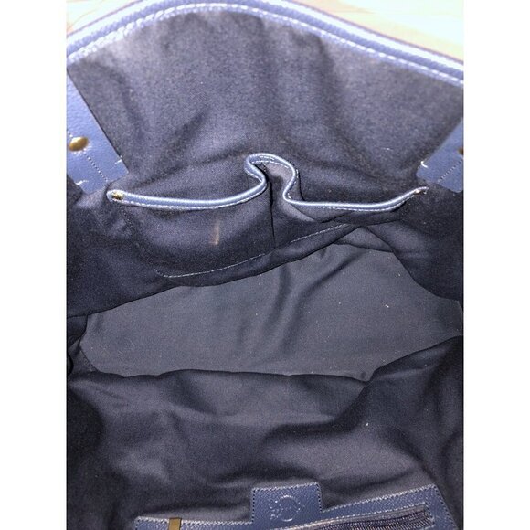 C Wonder Bag Ikat Navy Blue White Large Tote Christian Siriano Vegan Leather - Picture 6 of 8